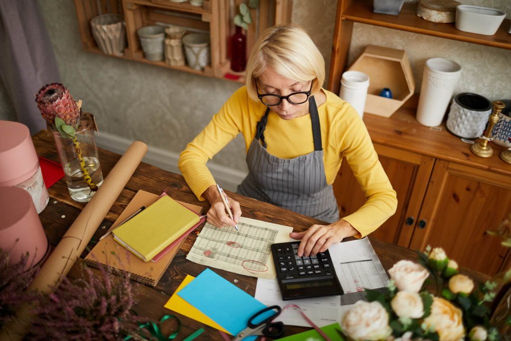 Woman planning out her taxes