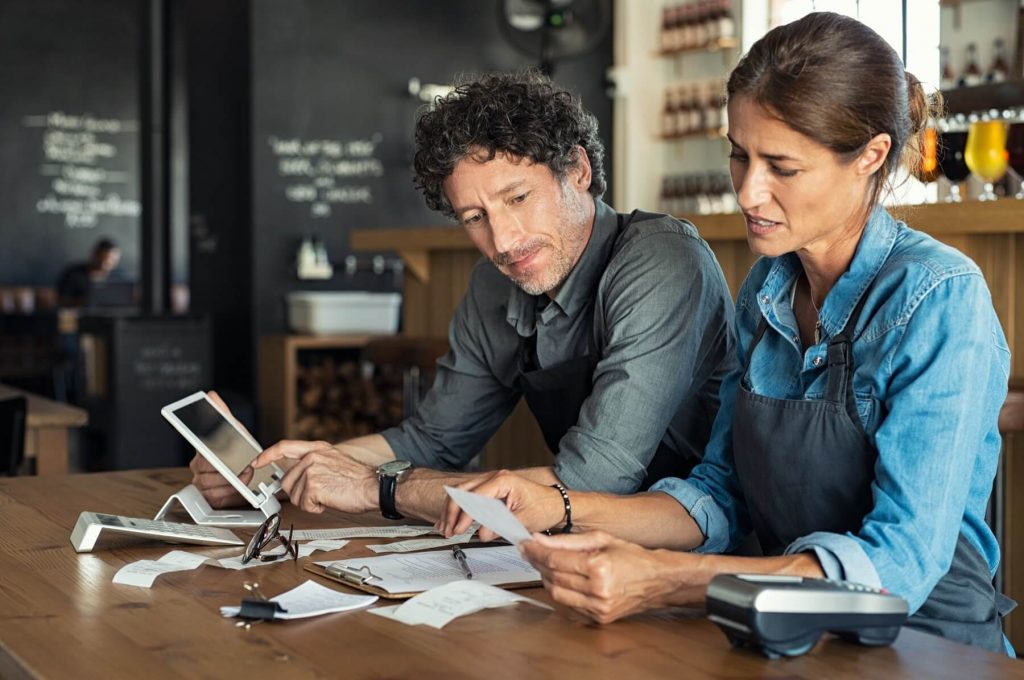 Business owners preparing their taxes