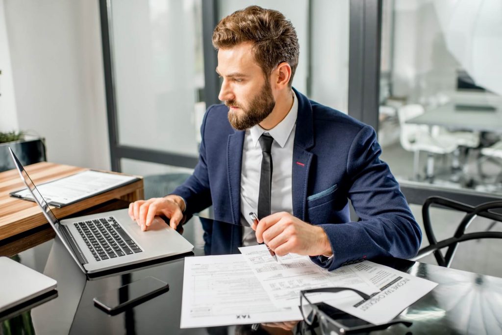 Accountant working on client's taxes